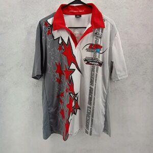 Suarez Mens Lonestar Racing Morehead Motorsports Polo Jersey Gray White Sz L